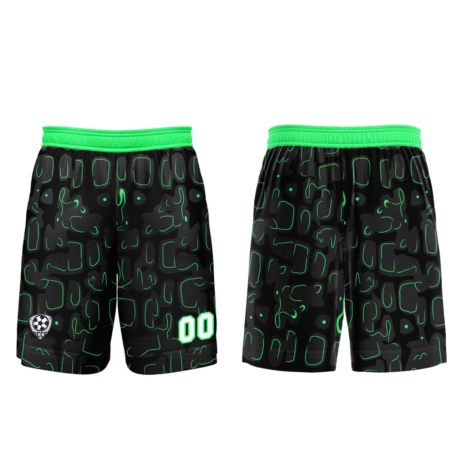 Conjunto personalizado de camiseta de fútbol negra y verde para niños y adultos