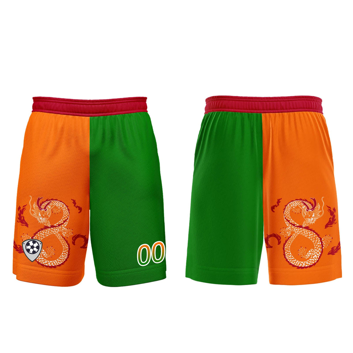 Conjunto personalizado de camiseta de uniforme naranja y verde para niños y adultos