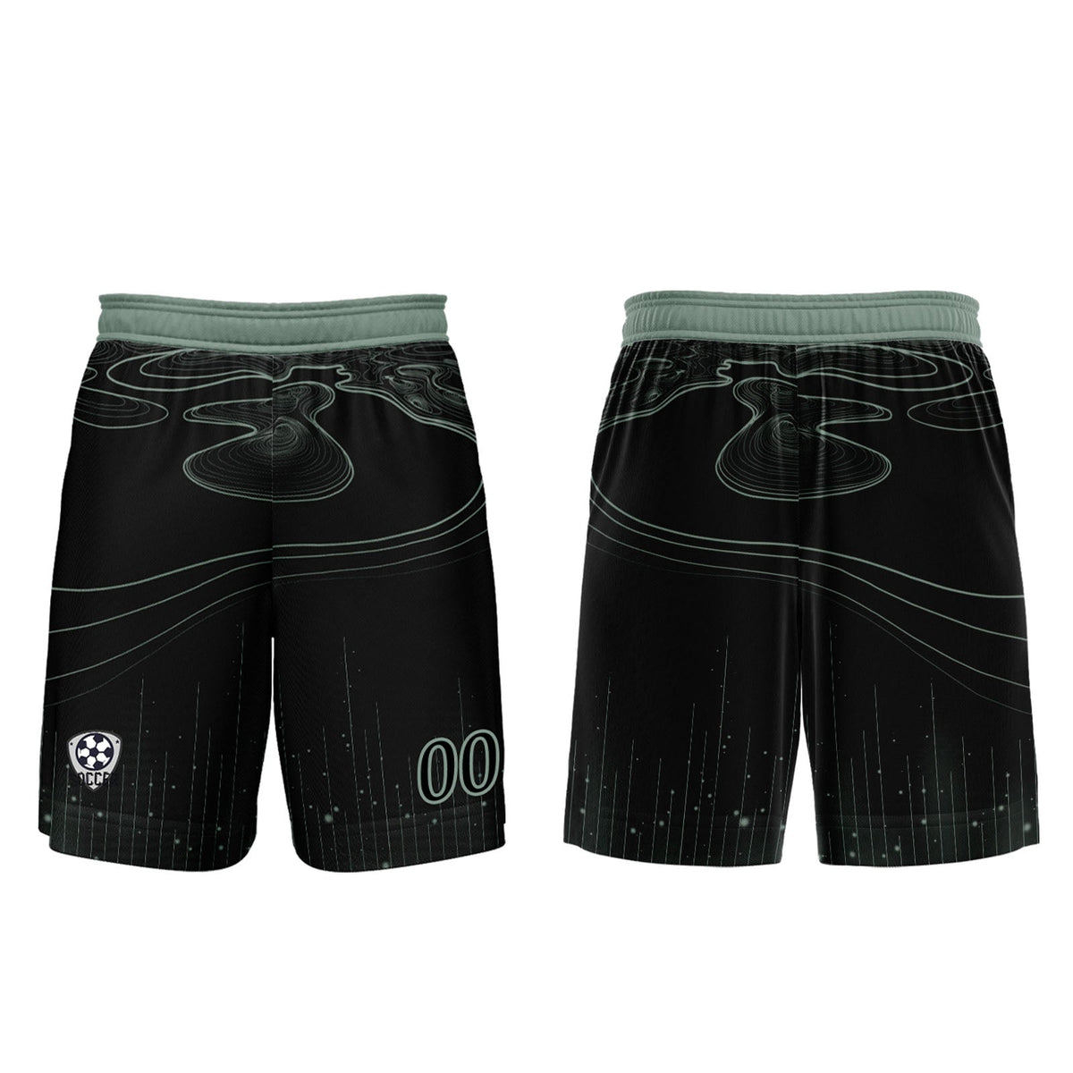 Conjunto personalizado de camiseta de fútbol negra y verde claro para niños y adultos