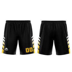 Uniforme de baloncesto personalizado negro y amarillo con tu logotipo-nombre y número impresos