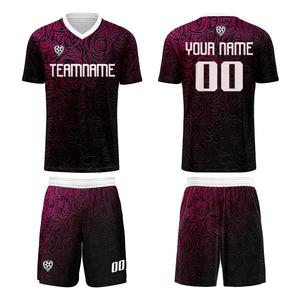 Conjunto personalizado de camiseta de uniforme rosa y plateado para niños y adultos