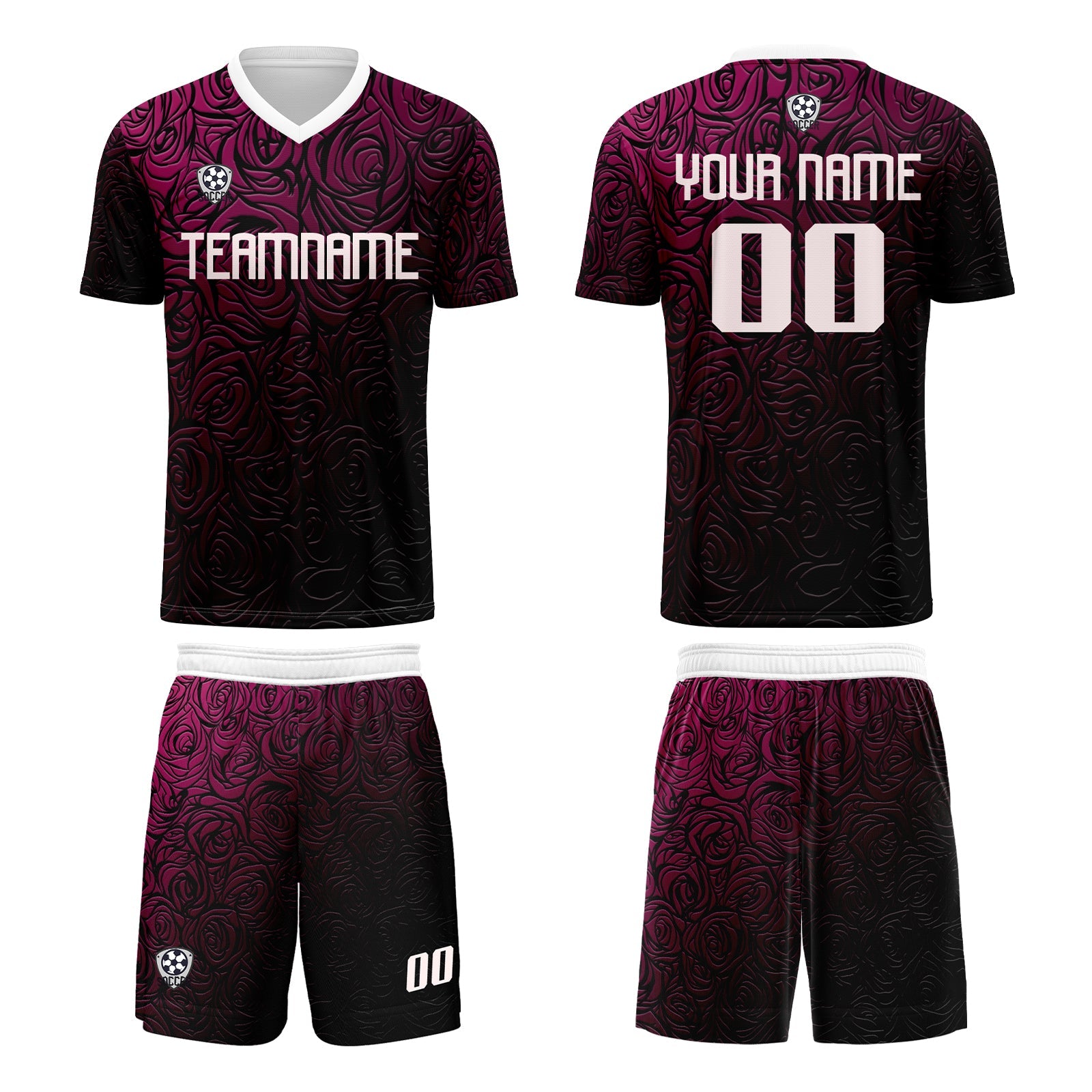 Conjunto personalizado de camiseta de uniforme rosa y plateado para niños y adultos