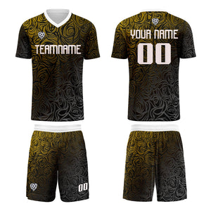 Conjunto personalizado de camiseta de uniforme amarilla y plateada para niños y adultos