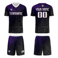 Conjunto personalizado de camiseta de uniforme morado y plateado para niños y adultos