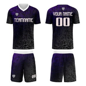 Conjunto personalizado de camiseta de uniforme morado y plateado para niños y adultos