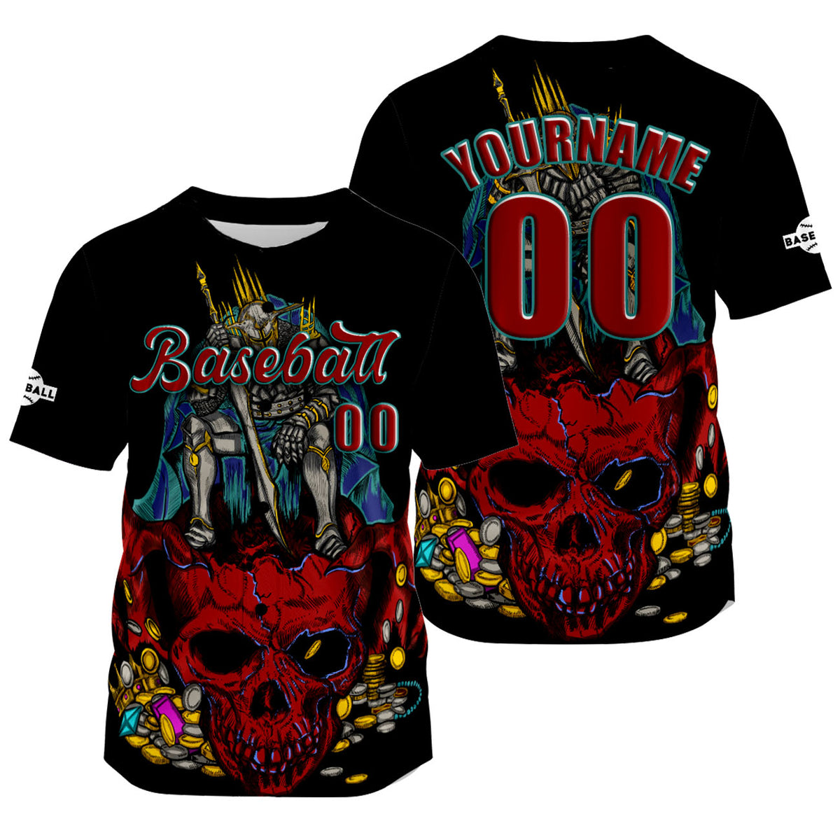 Camiseta de béisbol negra personalizada con nombre número y logotipo personalizados