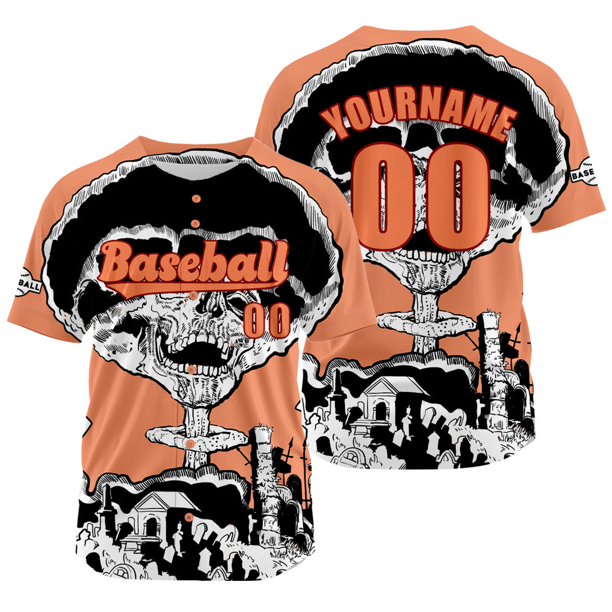 Camiseta de béisbol personalizada color carne con nombre número y logotipo personalizados