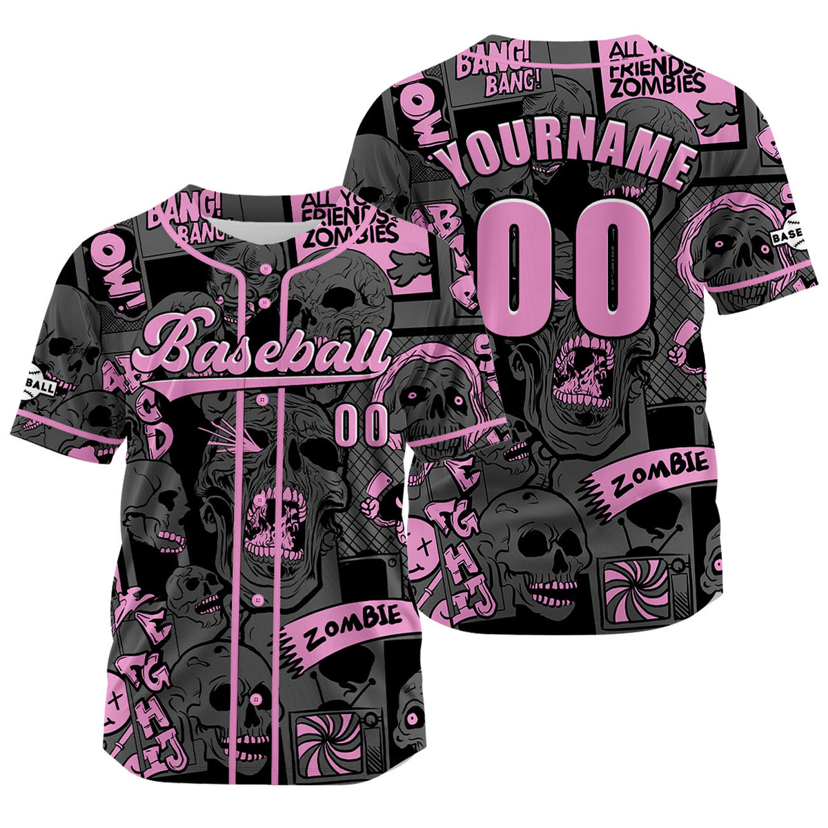 Camiseta de béisbol gris personalizada con nombre número y logotipo personalizados