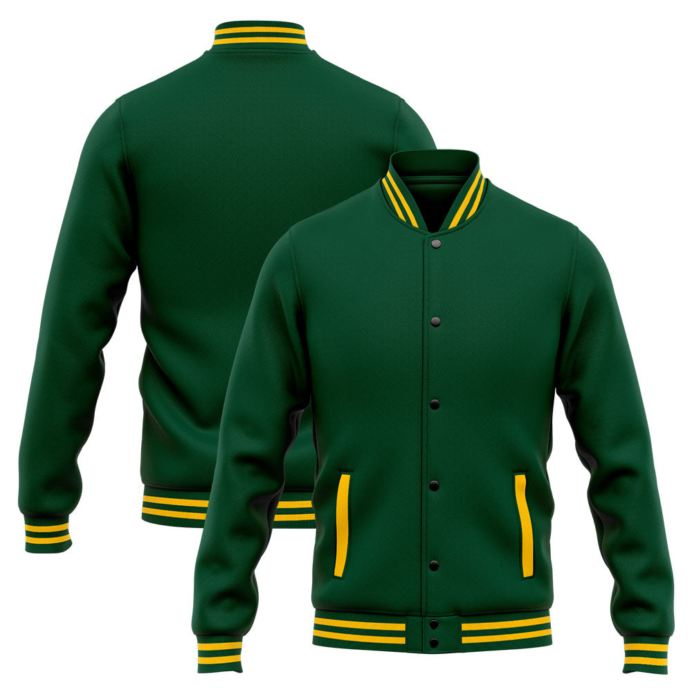 Chaqueta universitaria personalizada estilo Letterman para hombres-mujeres y jóvenes-color verde