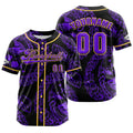 Camiseta de béisbol morada personalizada con botones para hombre mujer adulto y joven Estampado de nombre número y logotipo