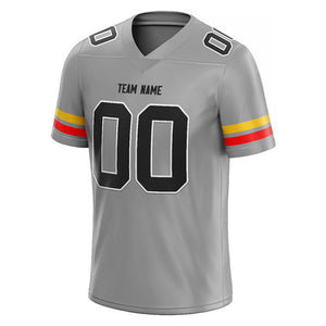 customized  authentic football jersey gray-red-yellow mesh