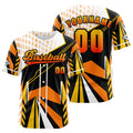 Camiseta de béisbol naranja personalizada con botones para hombre mujer adulto y joven Nombre número y logotipo impresos
