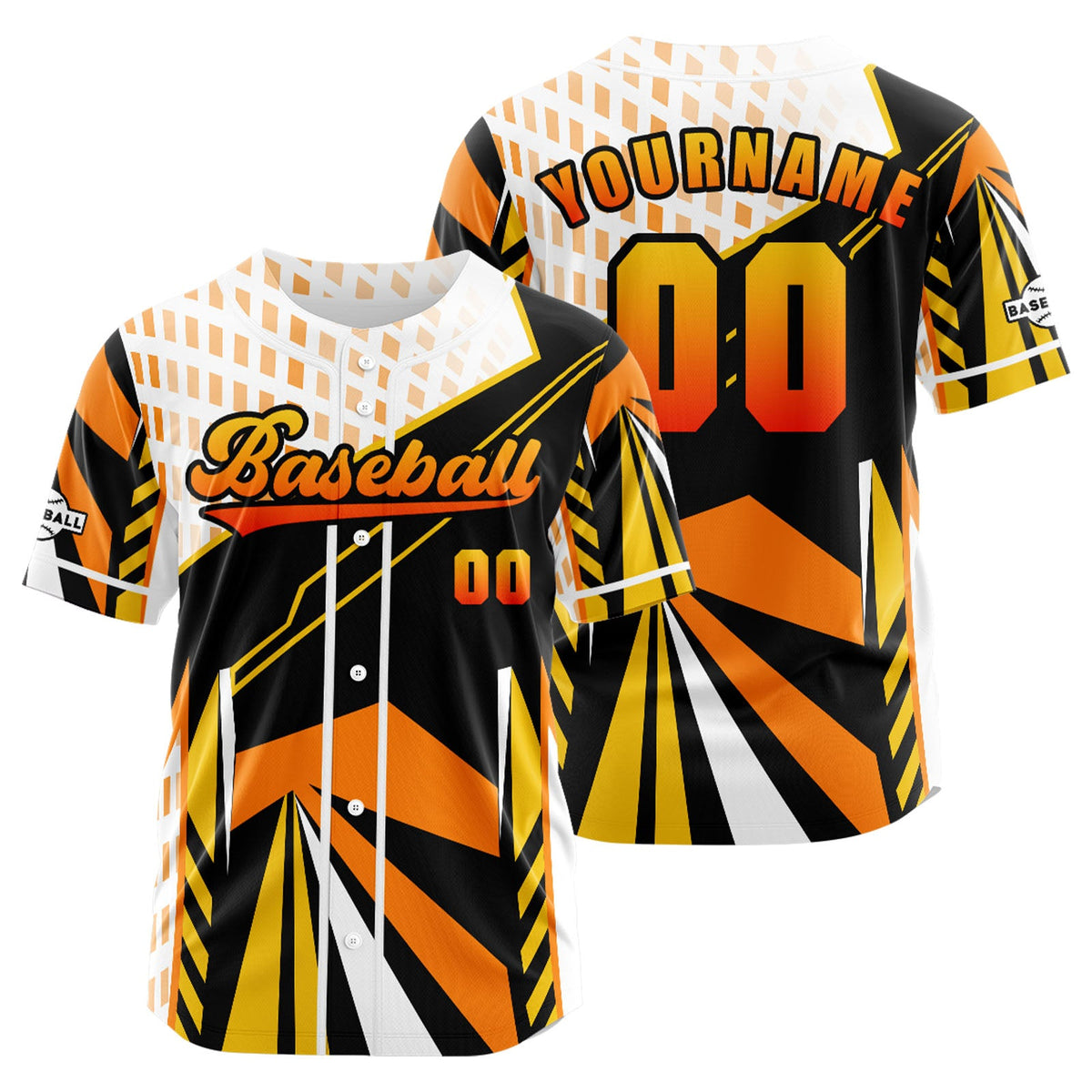 Camiseta de béisbol naranja personalizada con botones para hombre mujer adulto y joven Nombre número y logotipo impresos