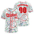 Camiseta de béisbol personalizada blanca y roja con botones para hombre mujer adulto y joven Estampado de nombre número y logotipo