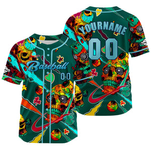 Camiseta de béisbol verde personalizada con nombre número y logotipo personalizados