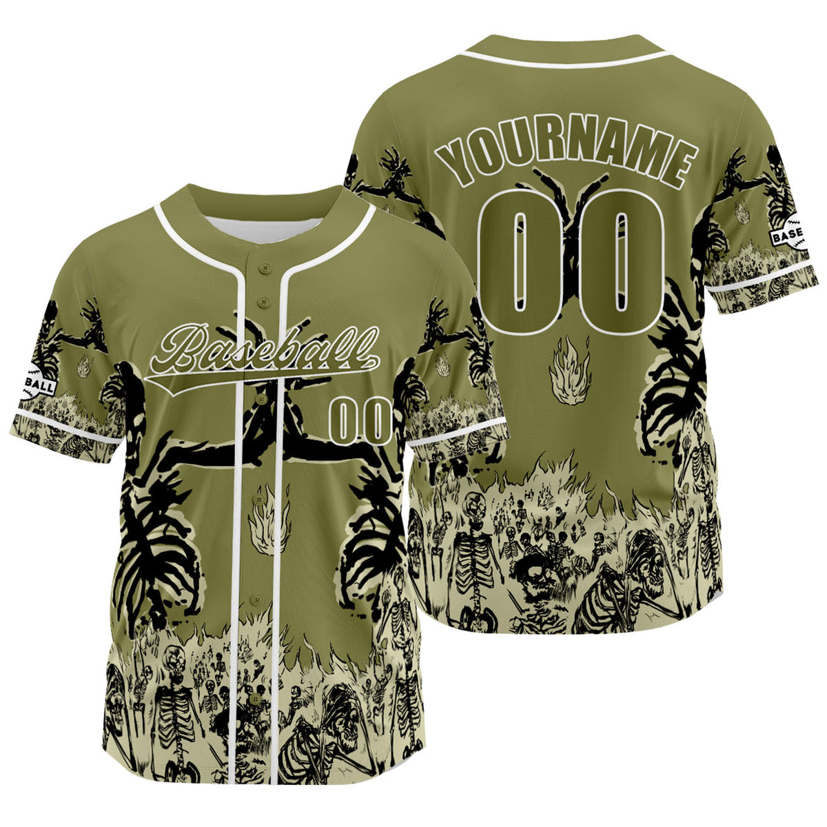 Camiseta de béisbol verde personalizada con nombre número y logotipo personalizados