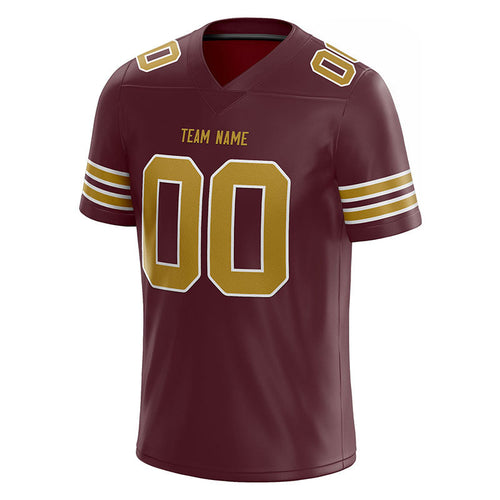 custom authentic football jersey burgundy-gold-white mesh