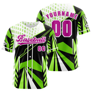 Camiseta de béisbol verde personalizada con botones para hombre mujer adulto y joven Nombre número y logotipo impresos