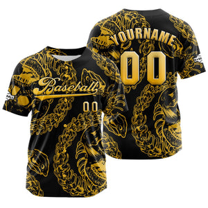 Camiseta de béisbol amarilla personalizada con botones para hombre mujer adulto y joven Estampado de nombre número y logotipo