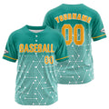 Camiseta de béisbol personalizada verde y amarilla con botones para hombre mujer adulto y joven Estampado de nombre número y logotipo