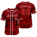 Camiseta de béisbol roja personalizada con nombre número y logotipo personalizados
