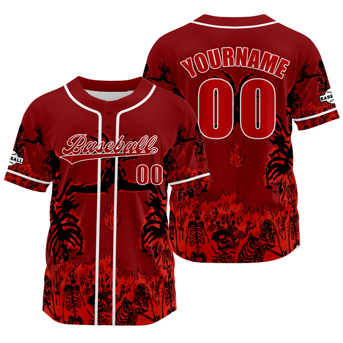 Camiseta de béisbol roja personalizada con nombre número y logotipo personalizados