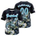 Camiseta de béisbol azul oscuro personalizada con botones para hombre mujer adulto y joven Nombre número y logotipo impresos