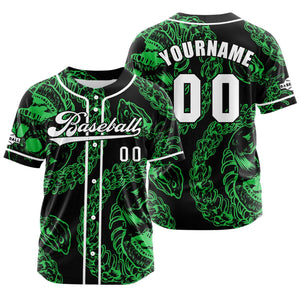 Camiseta de béisbol verde personalizada con botones para hombre mujer adulto y joven Nombre número y logotipo impresos