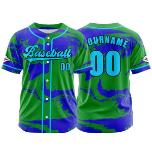 Camiseta de béisbol verde personalizada con botones para hombre mujer adulto y joven Nombre número y logotipo impresos