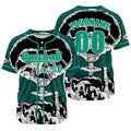 Camiseta de béisbol verde oscuro personalizada con nombre número y logotipo personalizados