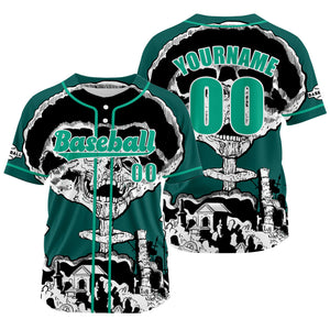 Camiseta de béisbol verde oscuro personalizada con nombre número y logotipo personalizados