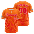Camiseta de béisbol naranja personalizada con botones para hombre mujer adulto y joven Nombre número y logotipo impresos