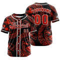 Camiseta de béisbol roja personalizada con botones para hombre mujer adulto y joven Estampado de nombre número y logotipo