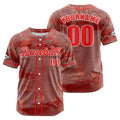 Camiseta de béisbol personalizada de color rojo oscuro con botones para hombre mujer adulto y joven Estampado de nombre número y logotipo
