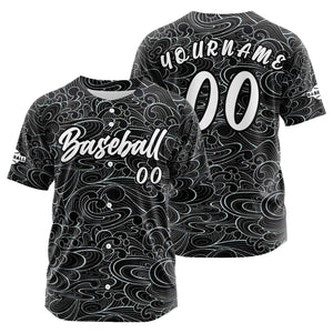 Camiseta de béisbol negra personalizada con botones para hombre mujer adulto y joven Nombre número y logotipo impresos