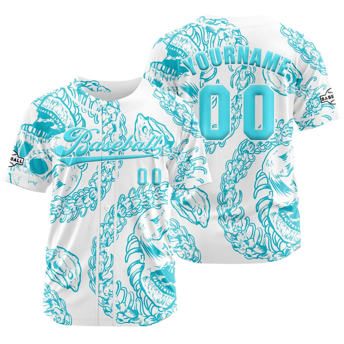 Camiseta de béisbol blanca personalizada con botones para hombre mujer adulto y joven Estampado de nombre número y logotipo