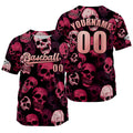Camiseta de béisbol rosa personalizada con nombre número y logotipo personalizados