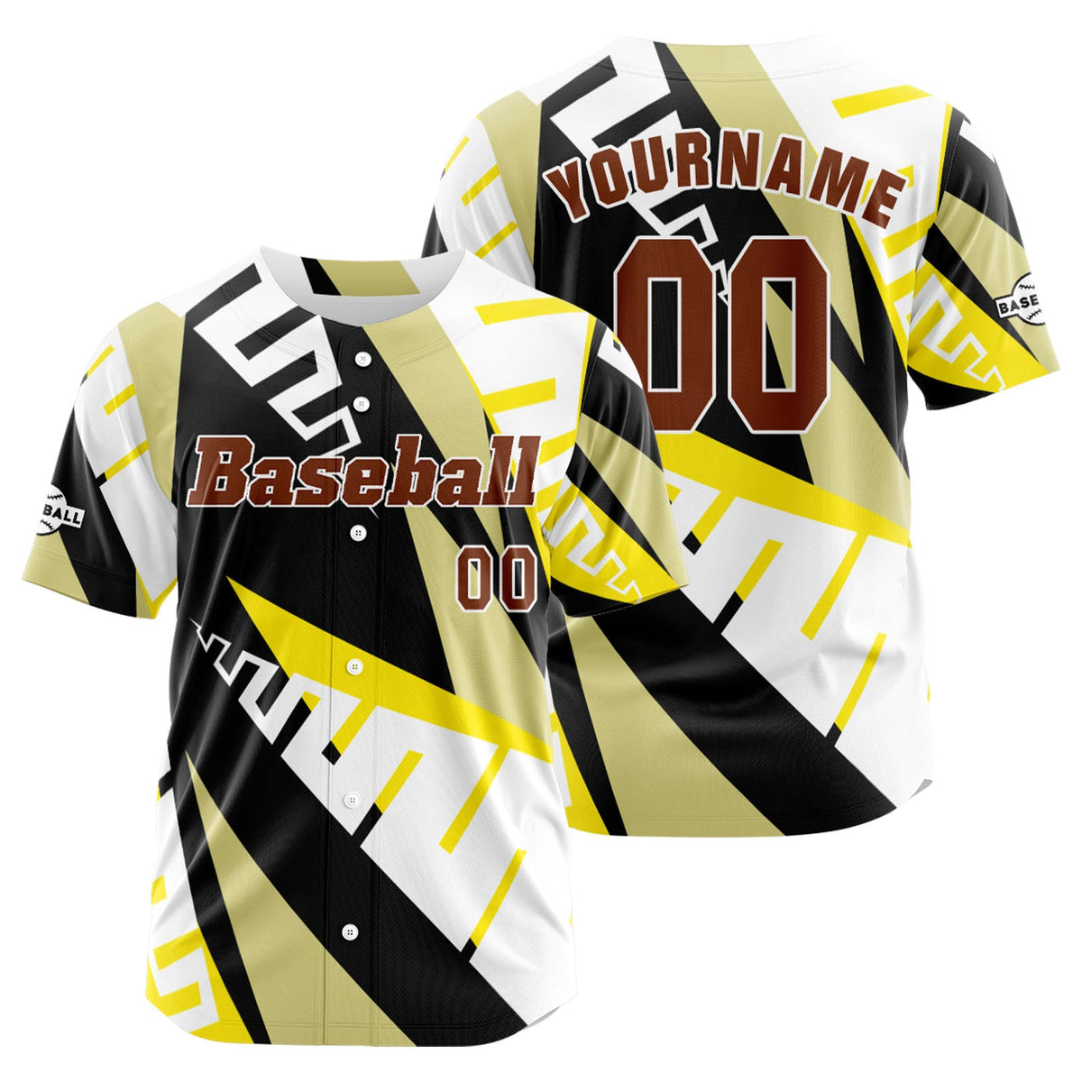 Camiseta de béisbol amarilla personalizada con botones para hombre mujer adulto y joven Estampado de nombre número y logotipo