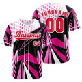Camiseta de béisbol rosa personalizada con botones para hombre mujer adulto y joven Estampado de nombre número y logotipo