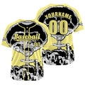 Camiseta de béisbol amarilla personalizada con nombre número y logotipo personalizados