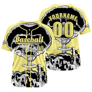 Camiseta de béisbol amarilla personalizada con nombre número y logotipo personalizados