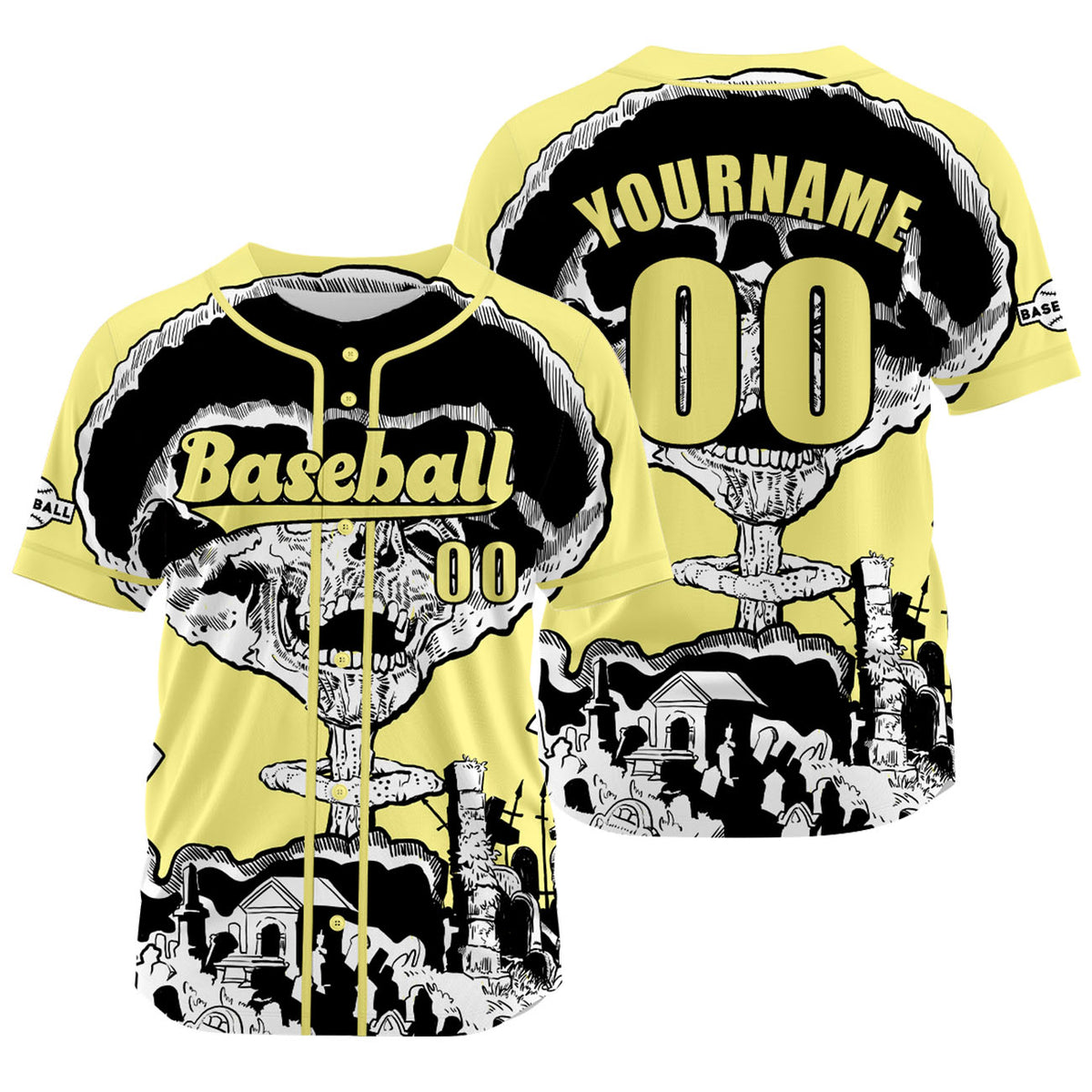 Camiseta de béisbol amarilla personalizada con nombre número y logotipo personalizados