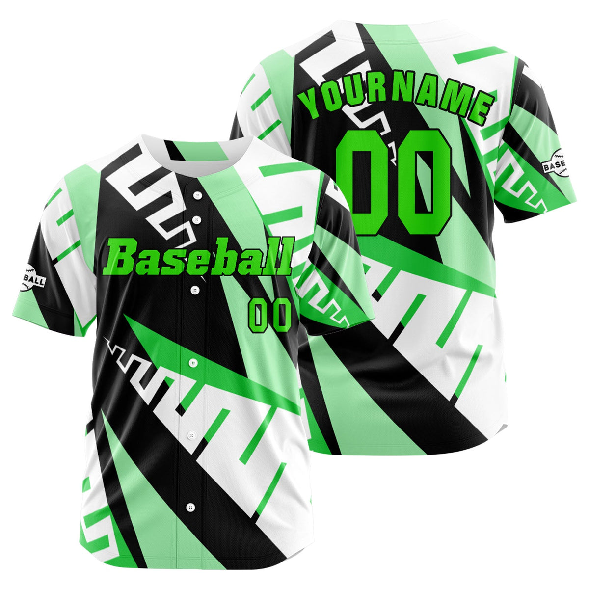 Camiseta de béisbol verde personalizada con botones para hombre mujer adulto y joven Nombre número y logotipo impresos