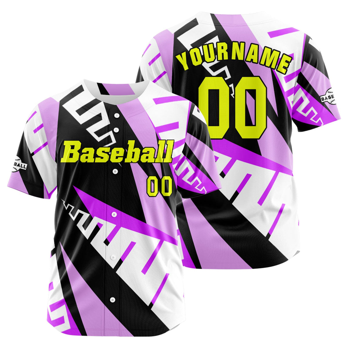 Camiseta de béisbol morada personalizada con botones para hombre mujer adulto y joven Estampado de nombre número y logotipo