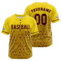 Camiseta de béisbol amarilla personalizada con botones para hombre mujer adulto y joven Estampado de nombre número y logotipo