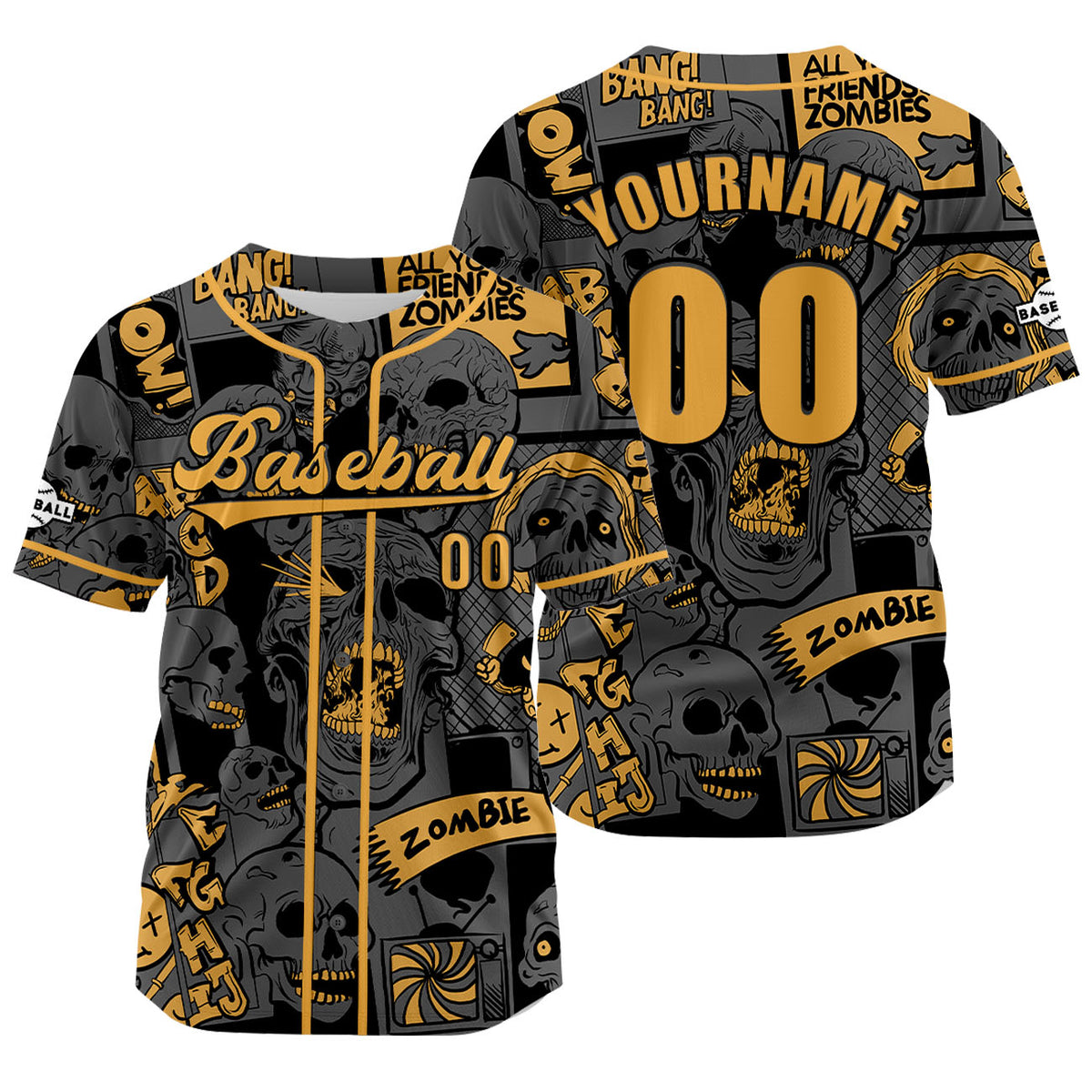 Camiseta de béisbol gris personalizada con nombre número y logotipo personalizados