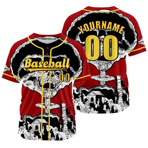 Camiseta de béisbol roja personalizada con nombre número y logotipo personalizados