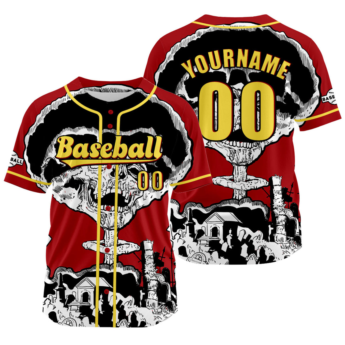 Camiseta de béisbol roja personalizada con nombre número y logotipo personalizados
