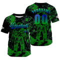 Camiseta de béisbol verde personalizada con nombre número y logotipo personalizados