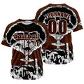 Camiseta de béisbol marrón personalizada con nombre número y logotipo personalizados